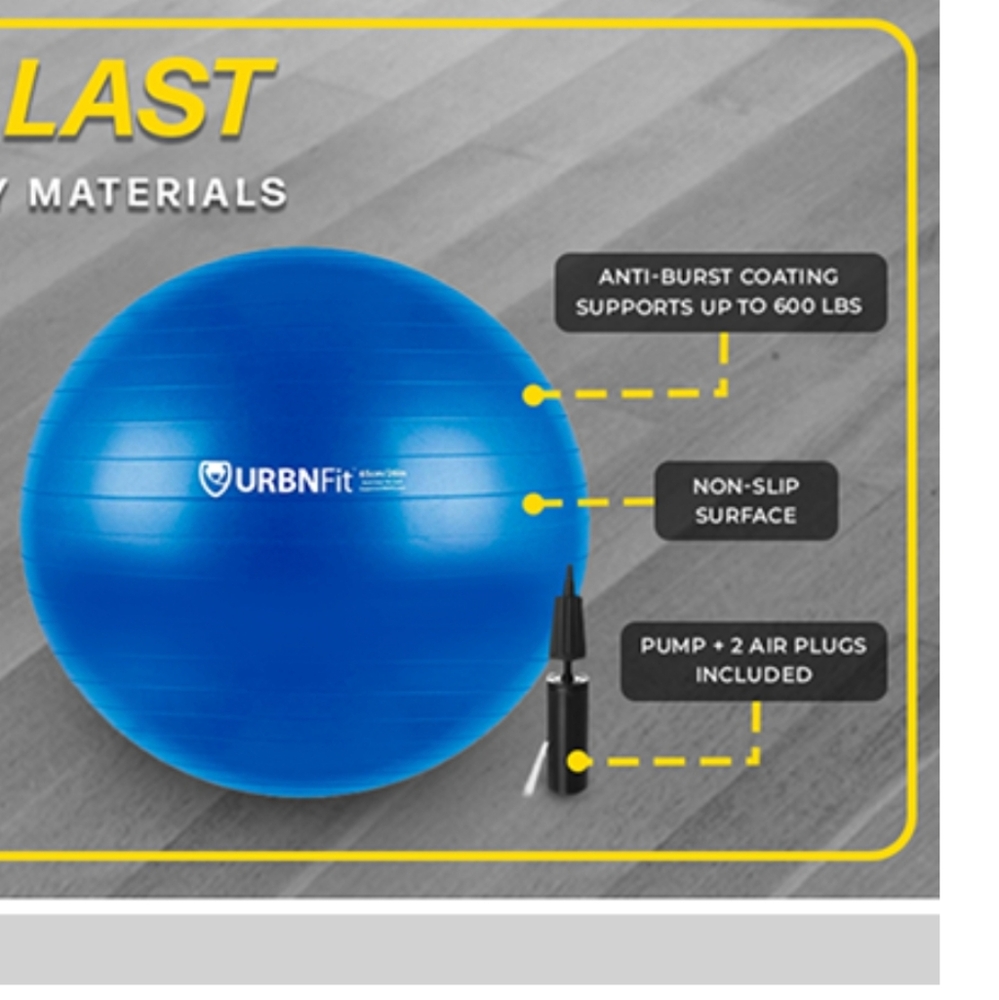 URBNFit Exercise Ball - Yoga Ball in Multiple Sizes for Workout, Pregnancy, Ect - Picture 5 of 8